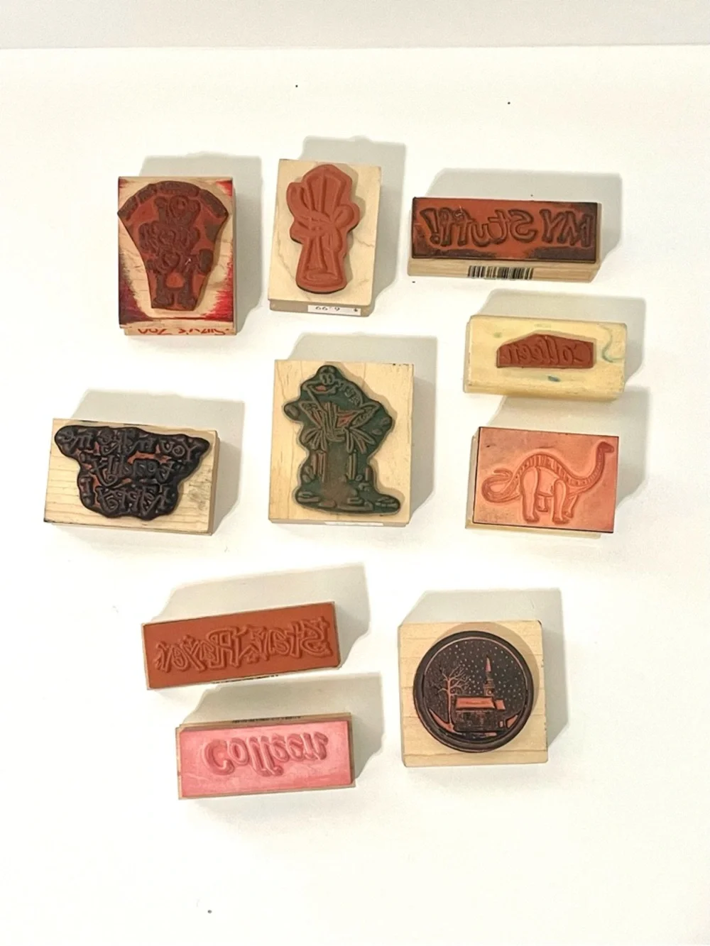 Vintage Wooden Rubber Stanp Lot of 10